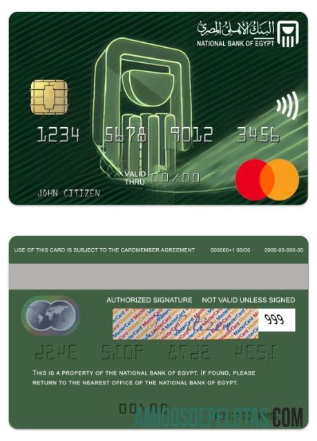 Mastercard padrão do Banco Nacional do Egito do Egito baixar para verificação